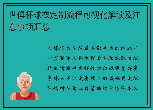世俱杯球衣定制流程可视化解读及注意事项汇总